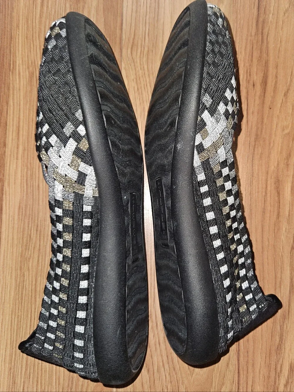Steve Madden 'Criss' Black Woven Flats with Silver and Gold Accents